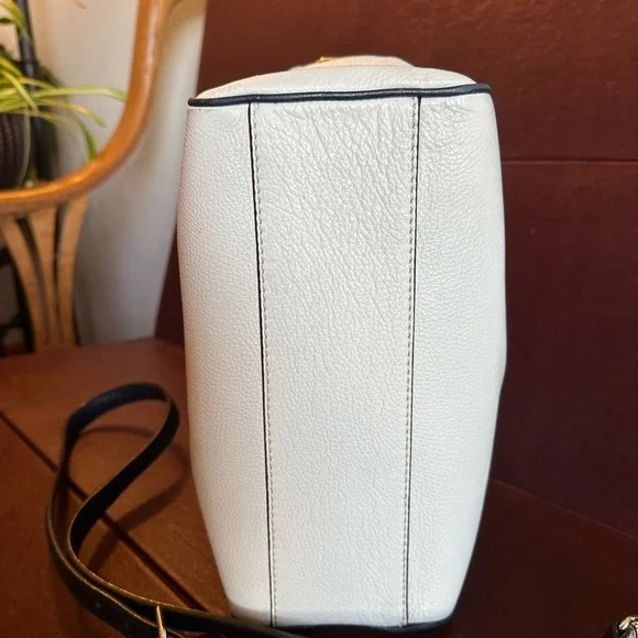 Kate Spade Blue & White Leather Satchel handbag hadlen grant park cement navy - Picture 7 of 16